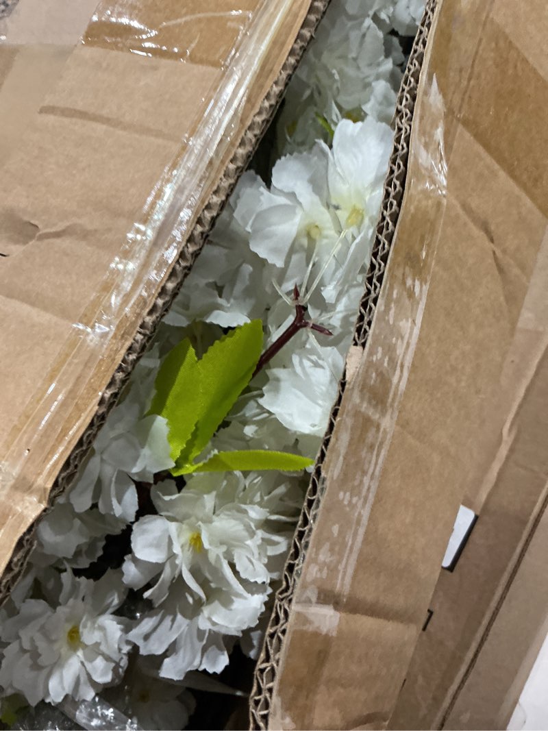 Condition photo showing Good Condition for artificial cherry blossom tree, realistic fake cherry blossom tree in pot, decorative faux sakura tree for indoor home decor, garden, wedding, party, office (white) white 6ft