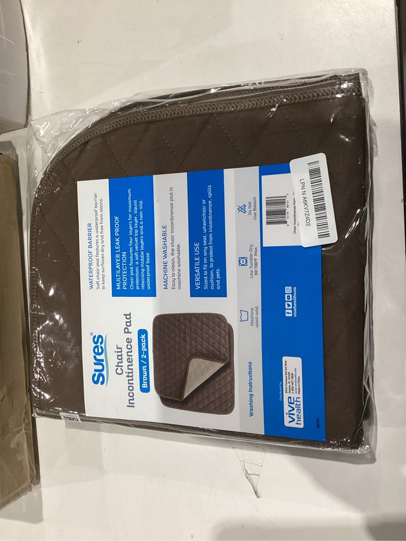Condition photo showing New/Like New for Sures Waterproof Chair Pads for Incontinence (22" x 21") - Washable, Waterproof Seat Protector - Chair Protector Seat Cover - Absorbent Pad for Bed, Seat, Car, Wheelchair & Recliner (Brown, 2 Pack) Brown 2 Pack