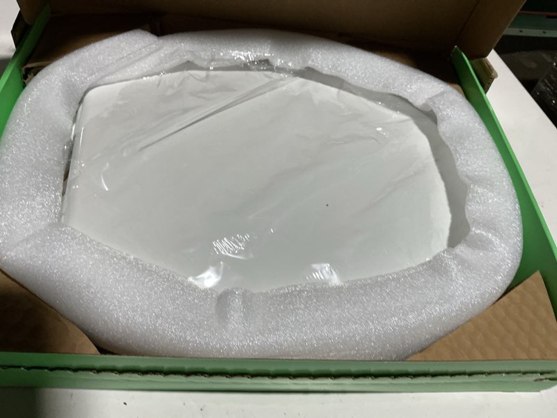 Condition photo showing As Is for wood toilet seat, slow close, high gloss finish, premium moulded wood, white, piklids (round)