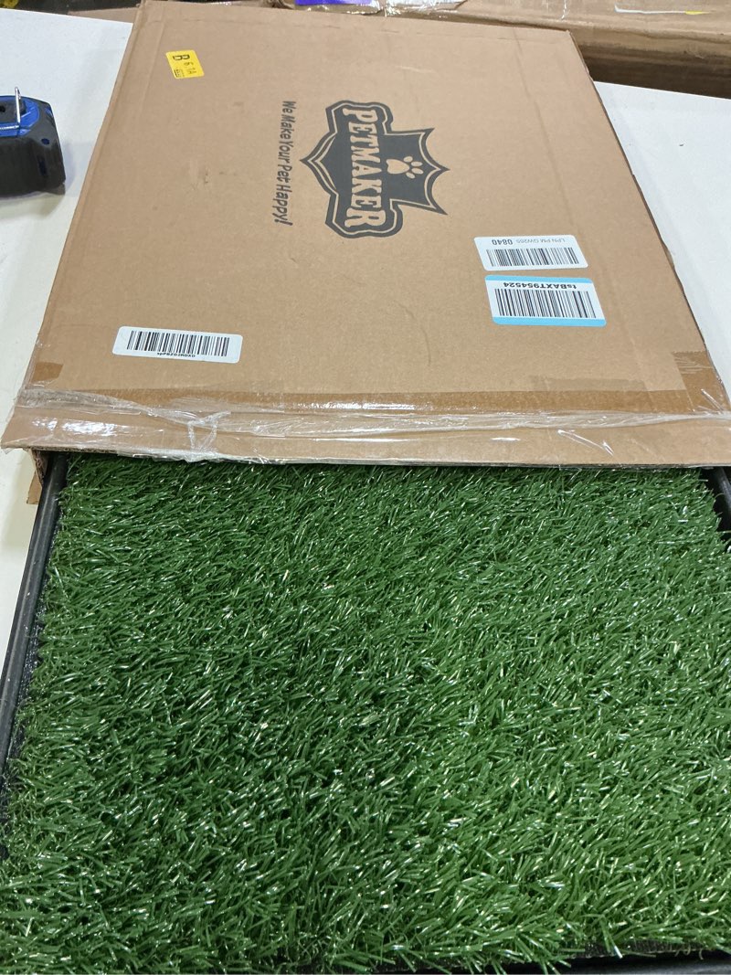 Condition photo showing Good Condition for artificial grass puppy pad with tray 16x20 inch | reusable indoor & outdoor dog potty training mat system | washable fake grass pet housebreaking pad for puppies & small to medium dogs by petmaker small 3-layer system