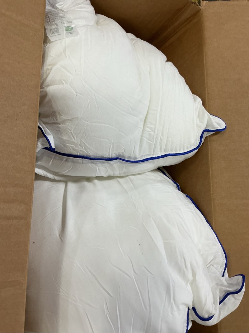 Condition photo showing As Is for 20x20 Pillow Inserts Set of 2, Machine Washable Soft Fluffy Hypoallergenic Virgin Polyester Premium Throw Pillow Stuffer, Decorative Cushion for Bed, Couch, Sofa,Indoor - White 20x20 Inch (Set of 2)