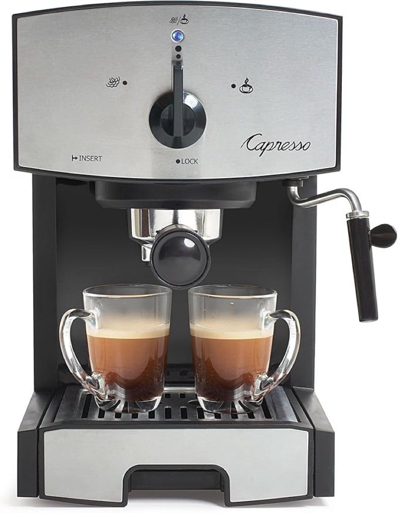 capresso 117.05 stainless steel pump espresso and cappuccino machine ec50, black/stainless