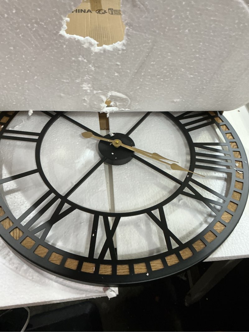 Condition photo showing Good Condition for large round wall clock, 24 inch metal wall clock minimalism design, silent battery operated, for living room bedroom kitchen office style a