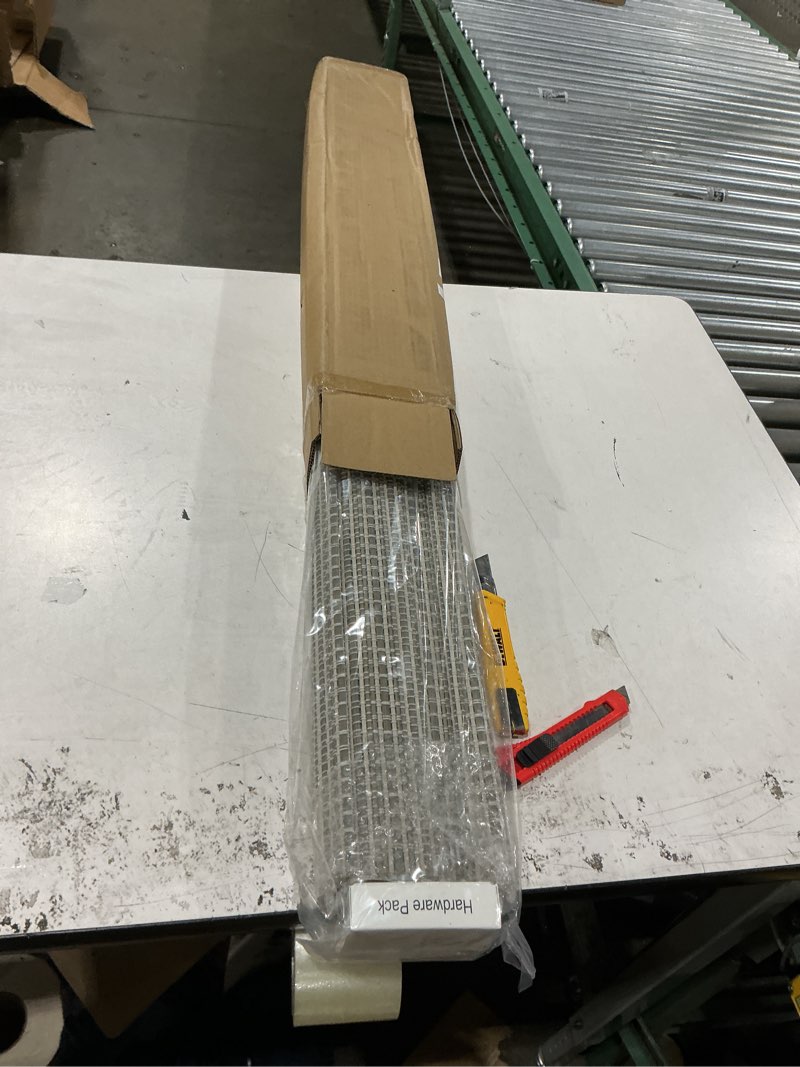 Condition photo showing New/Like New for lazblinds cordless bamboo roman shades for windows, light filtering natural bamboo blinds, easy lift cordless design for living room & bedroom, fits interior windows 27.5" w x 64" h, greystone greystone 27.5" w x 64" h