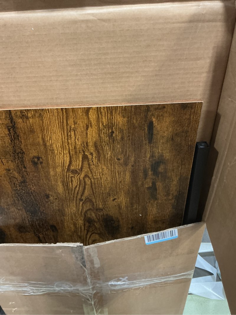 Condition photo showing As Is for DUMOS 47 Inch Small Computer Desk for Home Office, Modern Study Work Table Simple Style for Bedroom, WritInchg Desks with X-Shaped ReInchforcement, Wood Brown 47 Inch-1 Pack Wood Brown