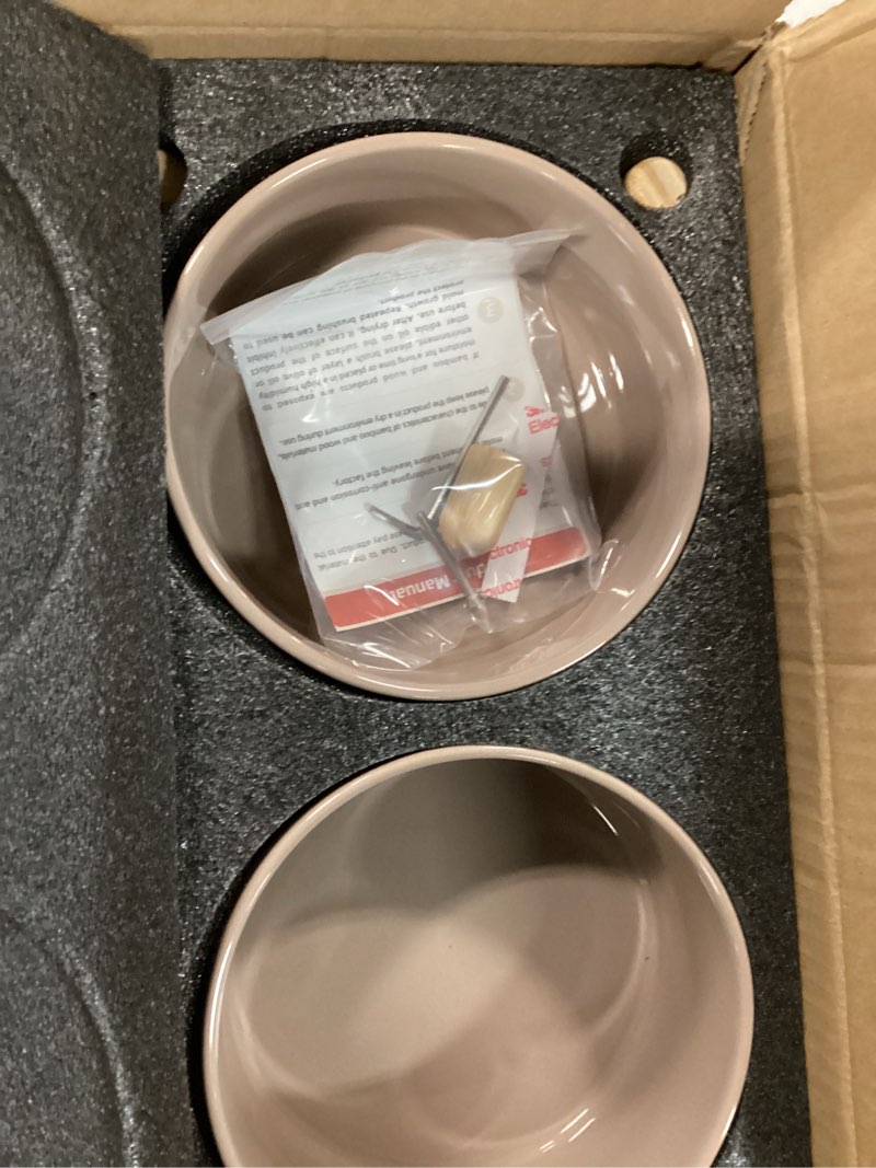 Condition photo showing New/Like New for havniva 6.1inch ceramic raised dog bowl with stand, double dog bowls elevated for small and medium breed dog food and water bowl set non-slip dog dish large capacity feeding pet water bowl 2 bowls+stand - brown coffee 6.1inch