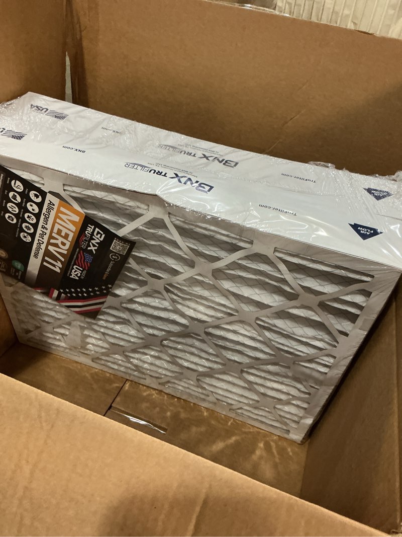 Condition photo showing Good Condition for bnx trufilter 10x10x1 air filter merv 11 (4-pack) - made in usa - allergen defense electrostatic pleated air conditioner hvac ac furnace filters for allergies, dust, pet, smoke, allergy mpr 1200 fpr 7 10x10x1 6-pack