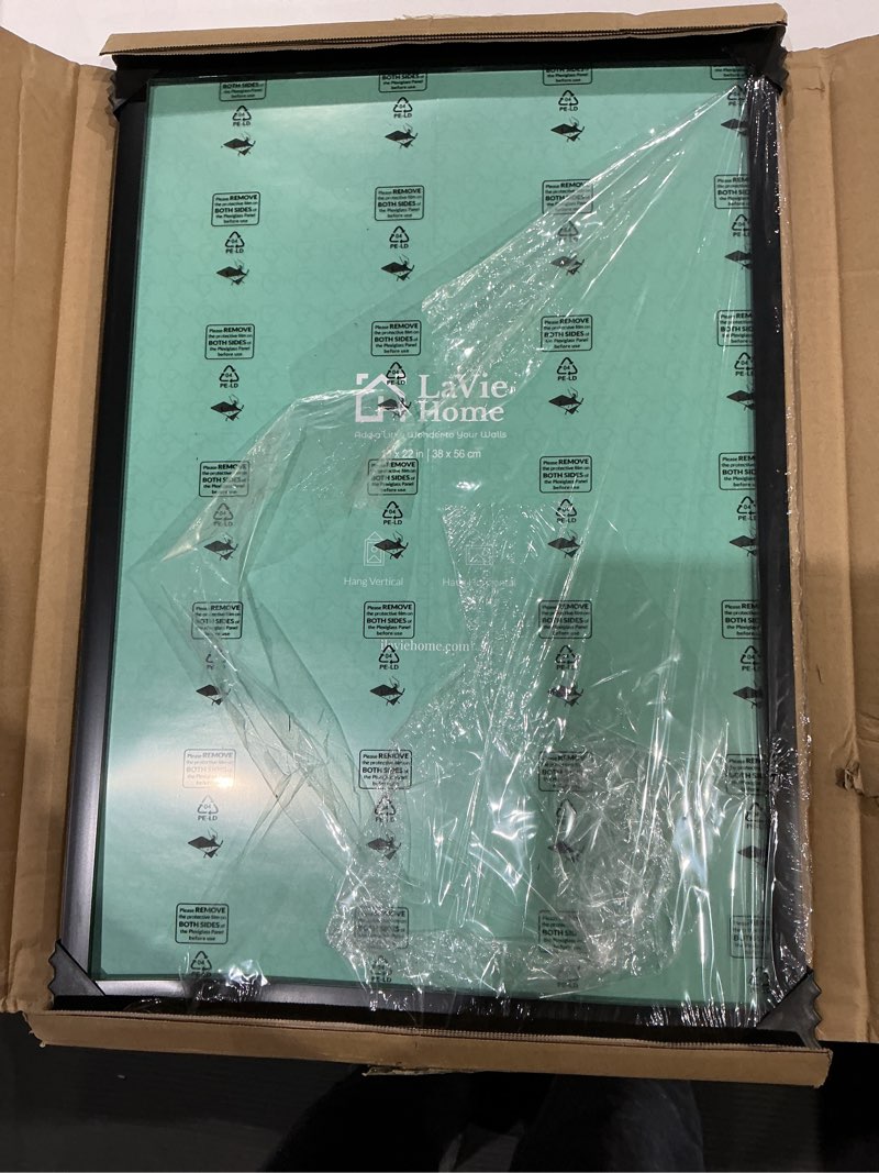 Condition photo showing Good Condition for lavie home 15x22 picture frame for wall display, 15x22 black picture frame with hd plexiglas, 15 x 22 frame 1 pack, display frame for vertical or horizontal, classic collection
