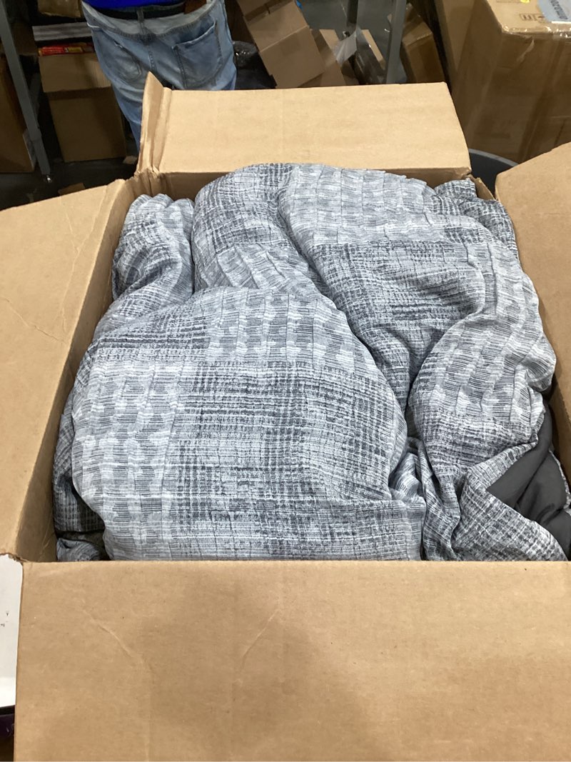 Condition photo showing Good Condition for MaiRêve Charcoal Grey Queen Comforter Set, Textured Design Grey Crinkle Bed in A Bag Queen Size, Queen Comforter Set with 7 Pieces with Comforter, Sheets, Pillowcases & Shams 90"x 90"