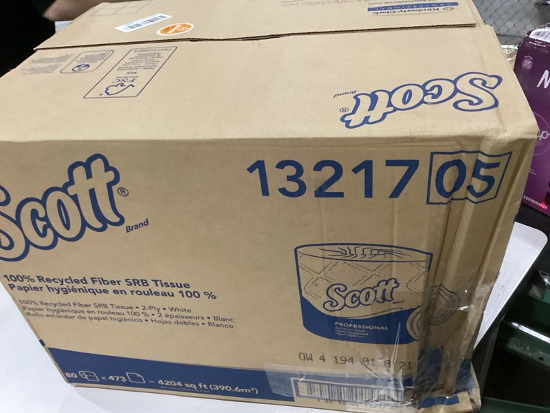 Condition photo showing New/Like New for Scott Professional 100% Recycled Fiber Standard Roll Bulk Toilet Paper (13217), 2-Ply, Elevated Design, White, Individually Wrapped (80 Rolls of 473 Sheets, 37,840 Sheet Total)