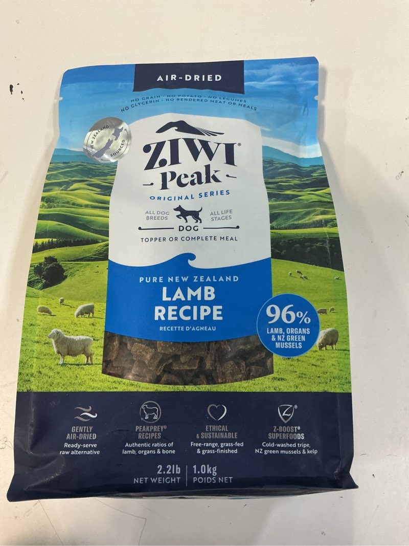 Condition photo showing New/Like New for (BB 12/14/2025) ZIWI Peak Air-Dried Dog Food – Lamb - All Natural, High Protein, Grain Free, Limited Ingredient w/ Superfoods (35.2oz) Lamb 2.2 Pound (Pack of 1)