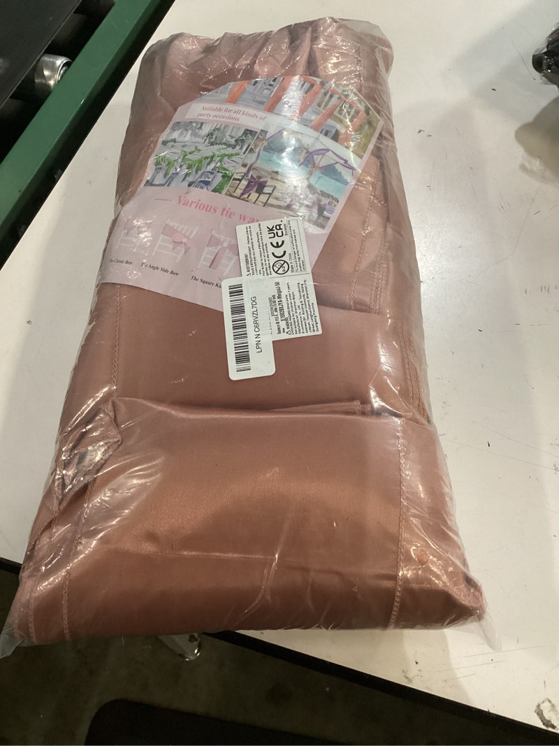 Condition photo showing Good Condition for 50 pcs rose gold satin chair sashes bows universal chair ribbon ties back sash for wedding party reception events banquets hotel event chair cover decoration (7x108 inch) rose gold 50