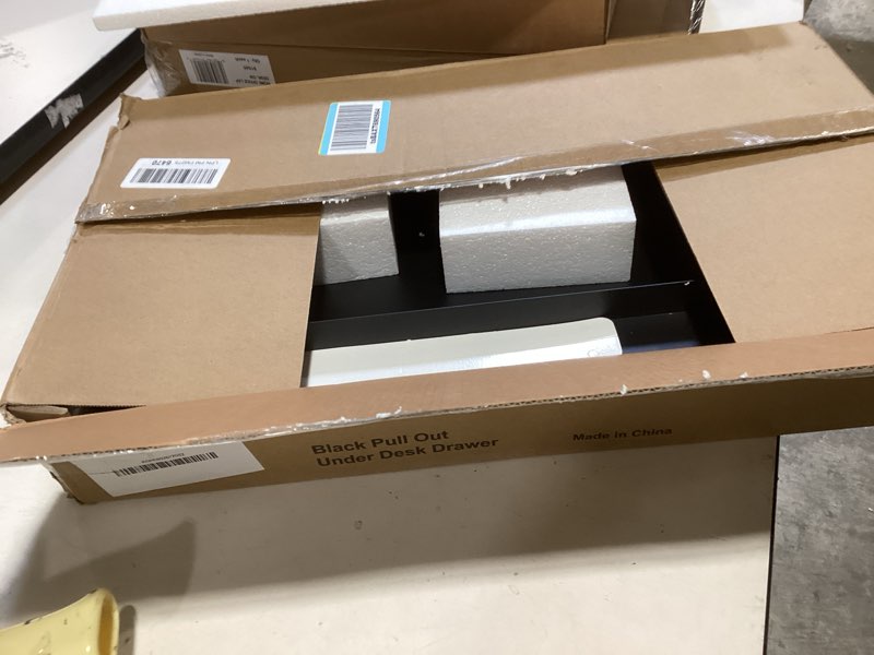 Condition photo showing New/Like New for under desk mounted sliding pull-out drawer, w 15.3" x d 8.8" storage organizer for sit stand workstation, metal, black (medium) 1tiermedium