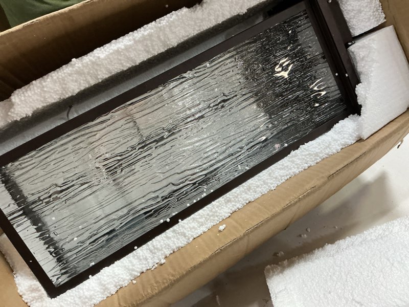 Condition photo showing As Is for 2-pack motion sensor outdoor wall lights, dusk to dawn exterior wall sconces lanterns with seeded glass, waterproof porch light fixtures outside lights for house front door entryway garage, brown brown 2 pack
