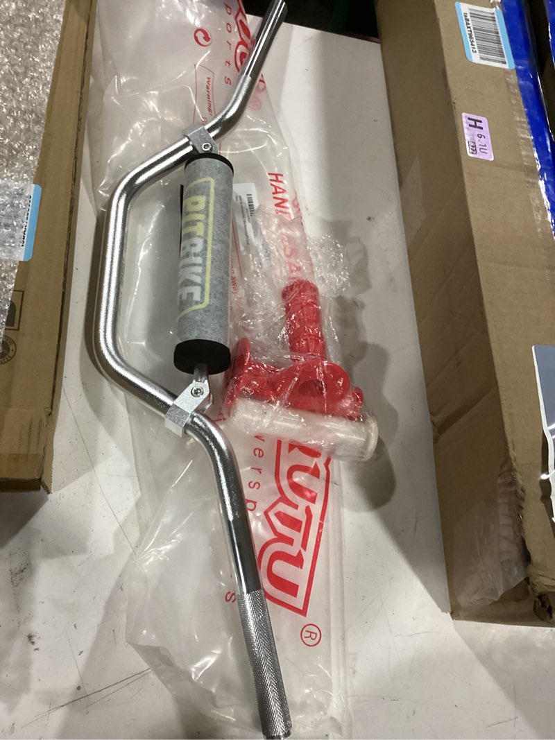 Condition photo showing As Is for handle bar with foam pad 7/8" 22mm handlebar compatible with crf yzf kxf klx rmz drz pit dirt bike motocross atv quad silver&red with foam pad & grip