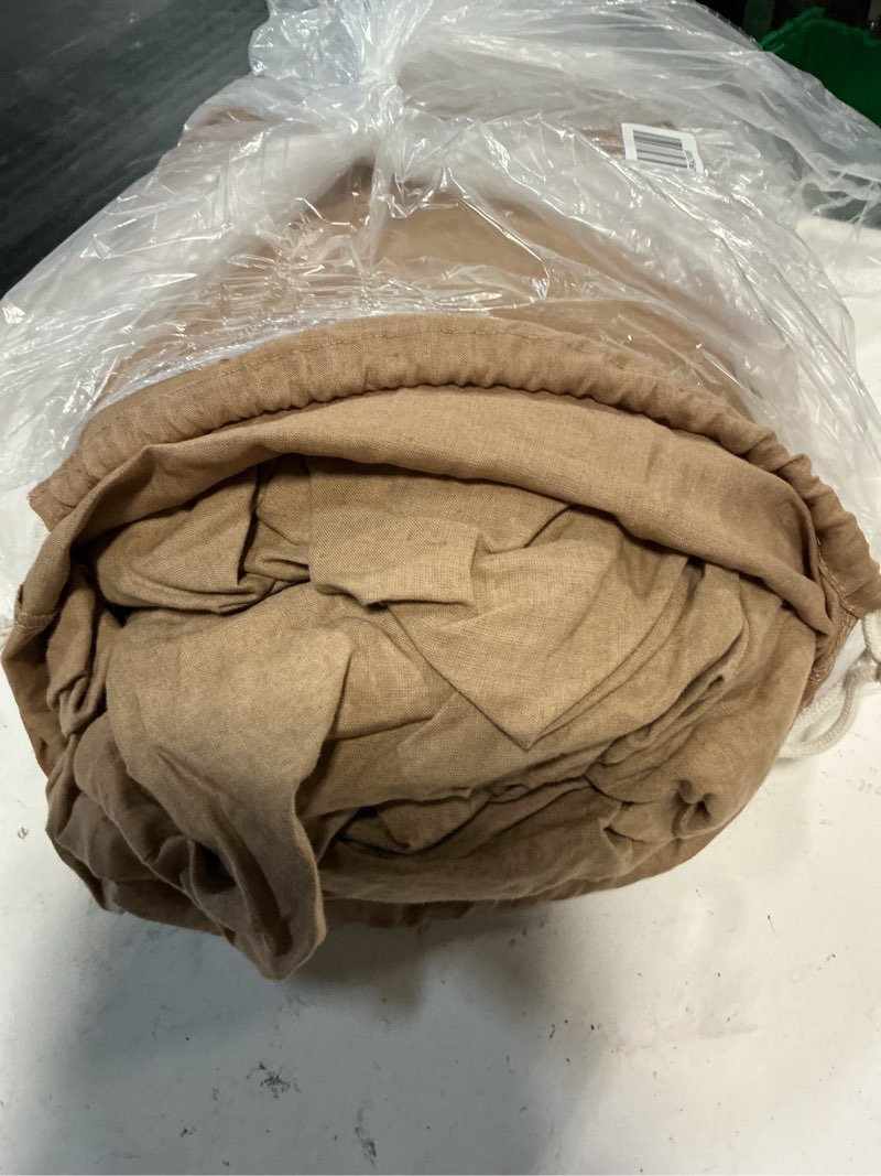 Condition photo showing As Is for european linen sheet set, king, latte