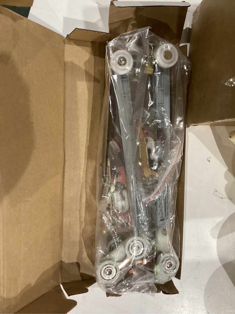 Condition photo showing New/Like New for 2 set pocket door soft close top hanger assemblies fit for johnson p/n #1060 & #1062, works with 100, 134f, 138f, 2610f series track, 1" nylon ball bearing tri-wheel, bi-direction