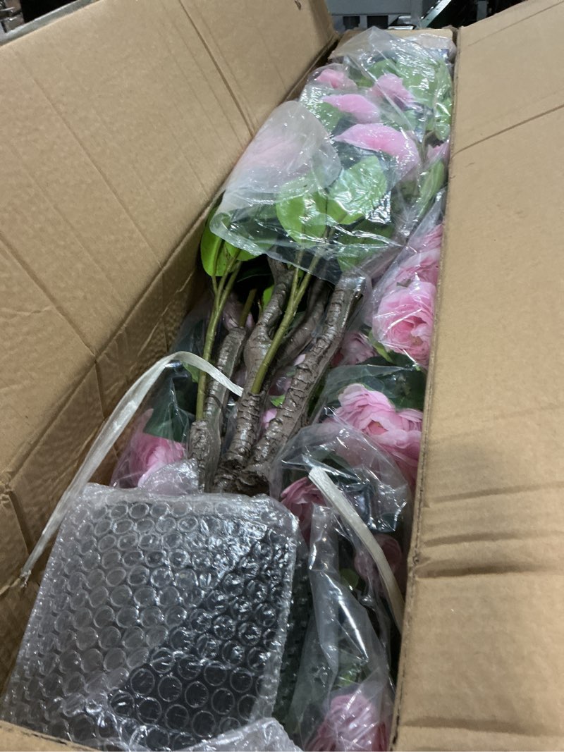 Condition photo showing Good Condition for 2 pack 42" artificial camellia tree with 36 blooming flowers faux floral trees tall plastic potted fake plant for indoor outdoor office shop home room porch front door pink