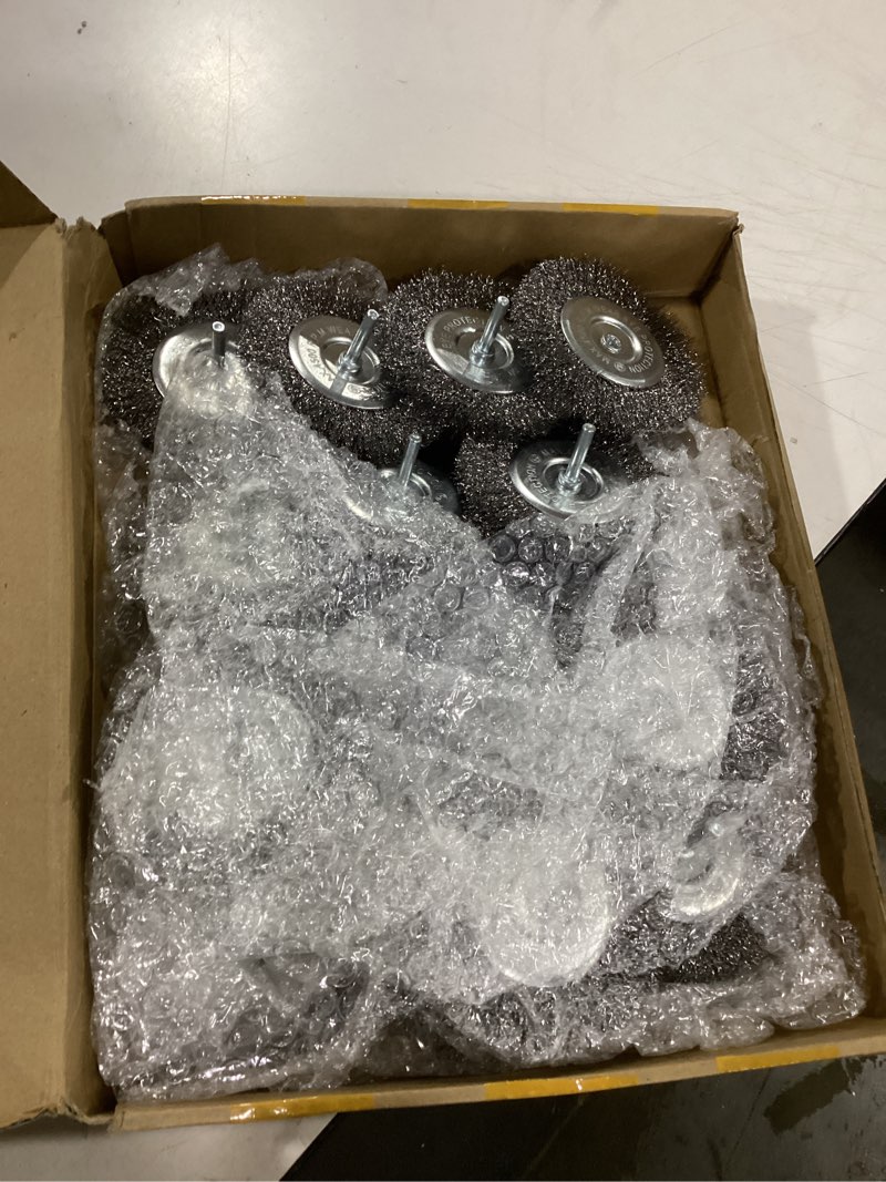 Condition photo showing Good Condition for moxweyeni 20 pcs 4 inch stainless steel wire wheel brushes for drill bits with 1/4 inch shank, 0.0118" carbon steel wire, for power operated grinders 20 4 inch