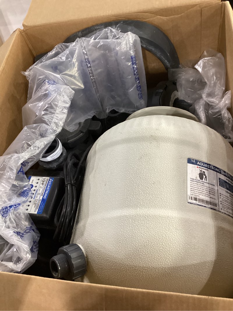 Condition photo showing Good Condition for aquastrong sand filter pump for above ground pool with timer, 1/2 hp pool pumps above ground 2500 gph for pools up to 9000gal, 12in pool sand filter with 6-way valve, improved circulation & filtration