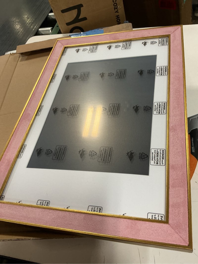 Condition photo showing Good Condition for Suede 11x17 Frame - Single Frame, Christmas Elegant Pink 11 x 17 Poster Frame with Mat for 9x12, 11x17 Picture Frames for Artwork, Puzzles, Photos and Movie Posters Pink 11" x 17" / 9" x 12" mat