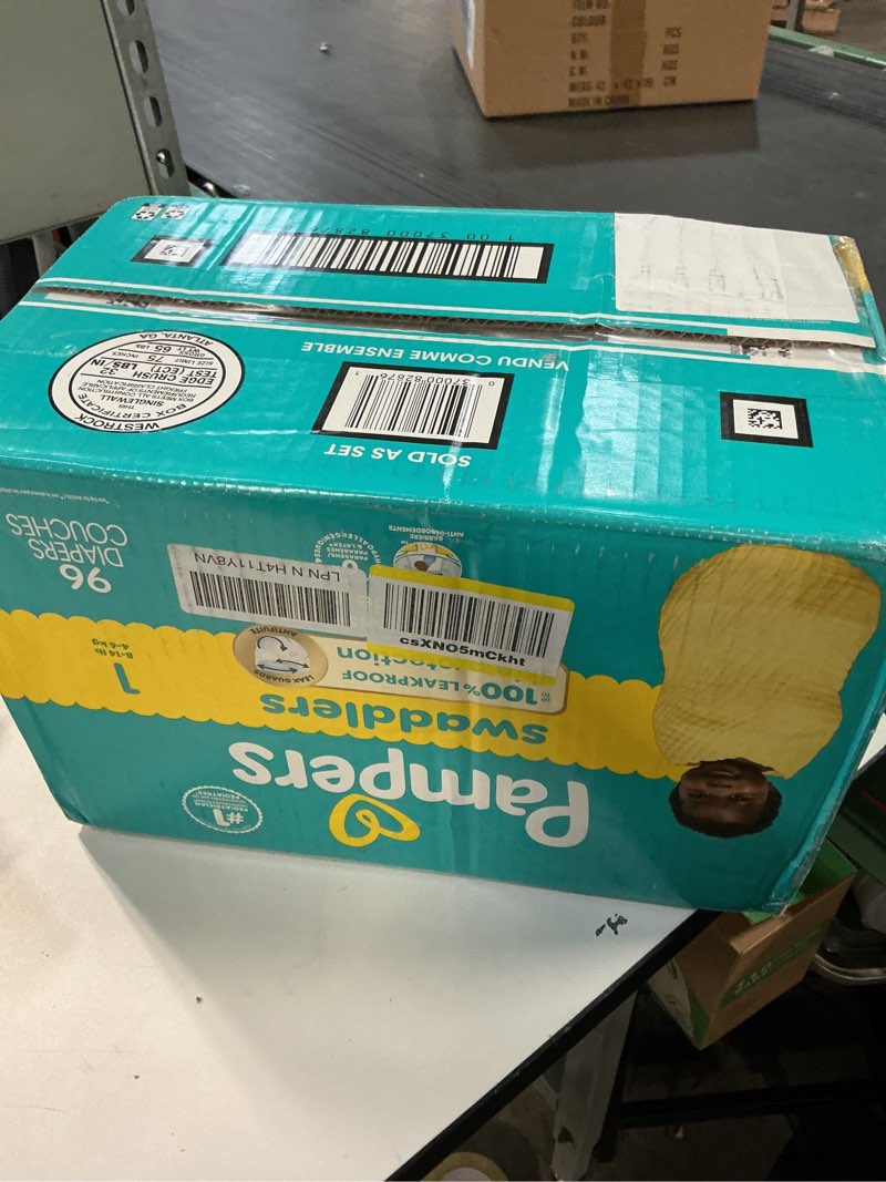Condition photo showing New/Like New for Pampers Swaddlers Diapers, Size 1 (8-14 lbs), 96 Count, Absorbent, Keeps Baby Dry and Comfortable, Skin Safe Disposable Baby Diaper (Packaging May Vary)