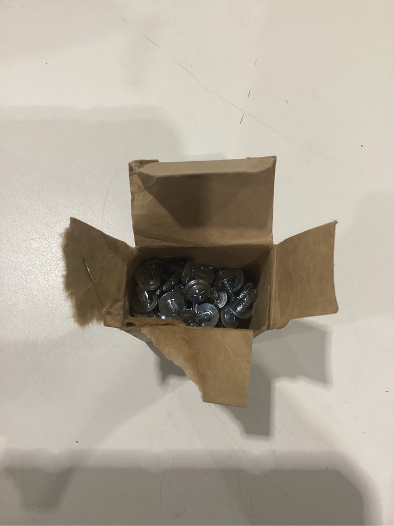 Condition photo showing New/Like New for #8 x 1/2" Phillips Modified Truss Head Self-Drilling Tek Screw, Zinc-Plated Steel for Sheet Metal Attaches Wire Lath to Metal Studs - Box of 100 #8-18 Thread x 1/2" Long