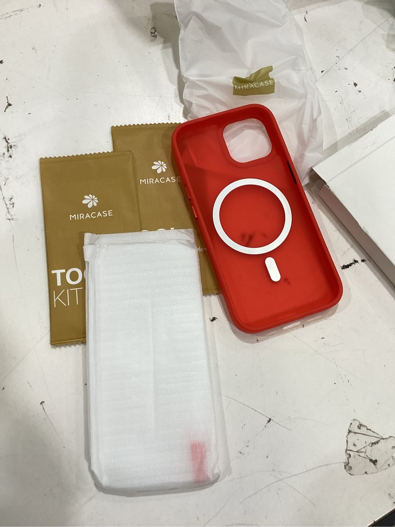 Condition photo showing Good Condition for miracase magnetic for iphone 15 case (compatible with magsafe)?with 2x screen protectors? military-grade protection, anti-fingerprint translucent matte phone cover for iphone 15 6.1 inch, red iphone 15 red