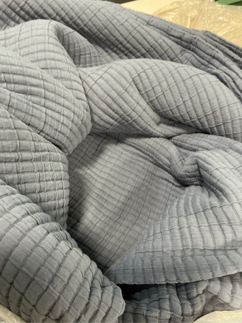 Condition photo showing As Is for organic ribbed cotton coverlet set, king/cal king, mineral