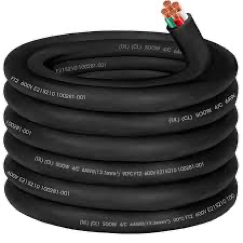 YDDECW 75ft 6/4 6 AWG Portable Power Cable (4 Conductor) - SOOW 600V 6 Gauge Electric Wire for Motor
