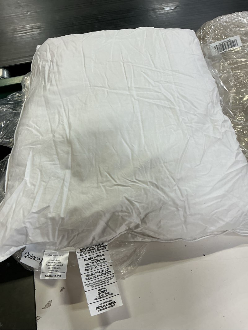 Condition photo showing As Is for luxe goose down pillow standard
