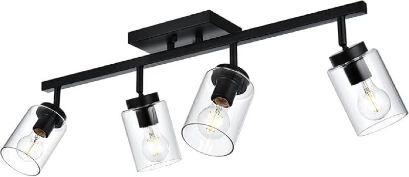 vinluz 4 light vanity light bathroom fixture with clear glass shade multi-directional rotating metal ceiling spotlight fixture with adjustable track heads