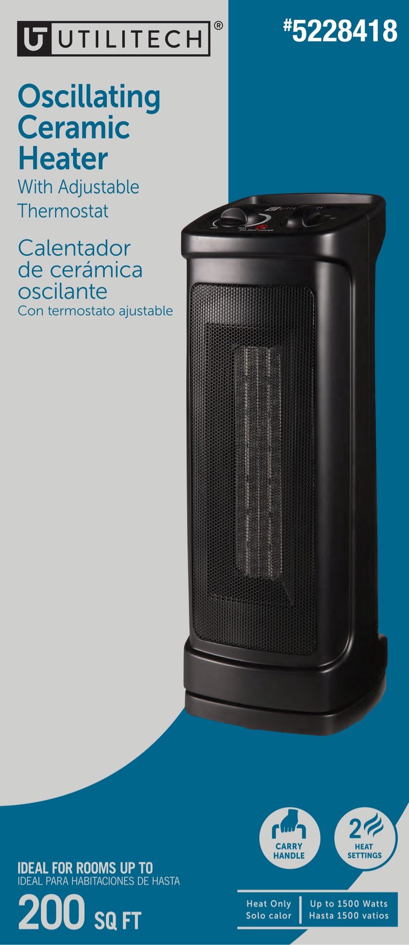 Utilitech Up to 1500-Watt Ceramic Tower Indoor Electric Space Heater