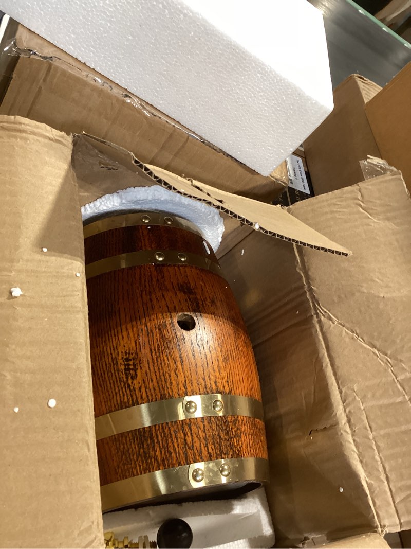 Condition photo showing Good Condition for LUXURY Premium OAK “Aged Sensations” (3 Liter) Home Whiskey Barrel Dispenser for Liquor, Wine, Spirits, and Beer! Holds ENTIRE Bottle/Handle