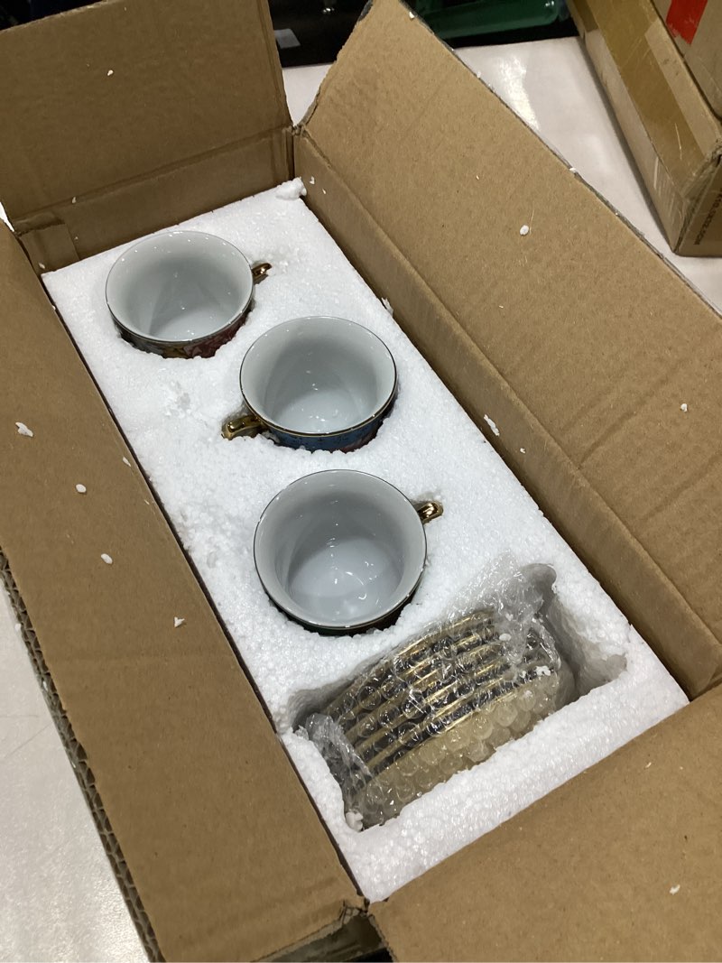 Condition photo showing New/Like New for Set of 6 Tea Cups and Saucers Tea Party Decorations Floral Porcelain 5.4 oz British Gift for Women Birthday Party, Church, and Mother's Day (Classic Style) 6 Classic Style 5.4 oz