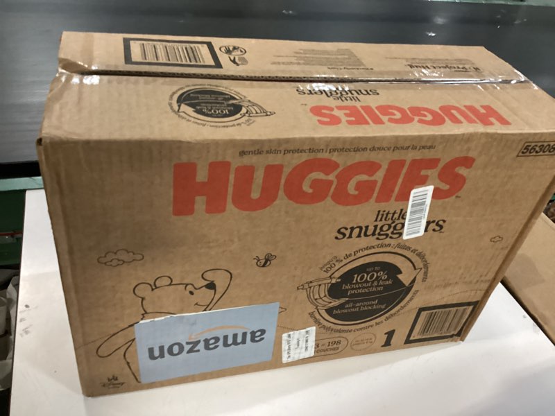Condition photo showing New/Like New for Huggies Size 1 Diapers, Little Snugglers Diapers, Size 1 (8-14 lbs), 198 Count (6 Packs of 33), Packaging May Vary