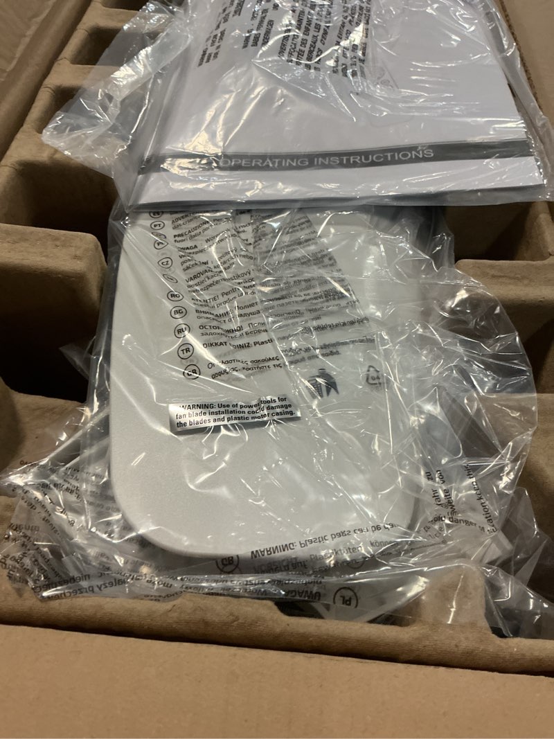 Condition photo showing Good Condition for 52 Inch 6 Speed High CFM Quiet DC Motor Modern Ceiling Fan with Lights Remote Control, 3 Blade White Gold Indoor Bedroom Living Room Ceiling Fan