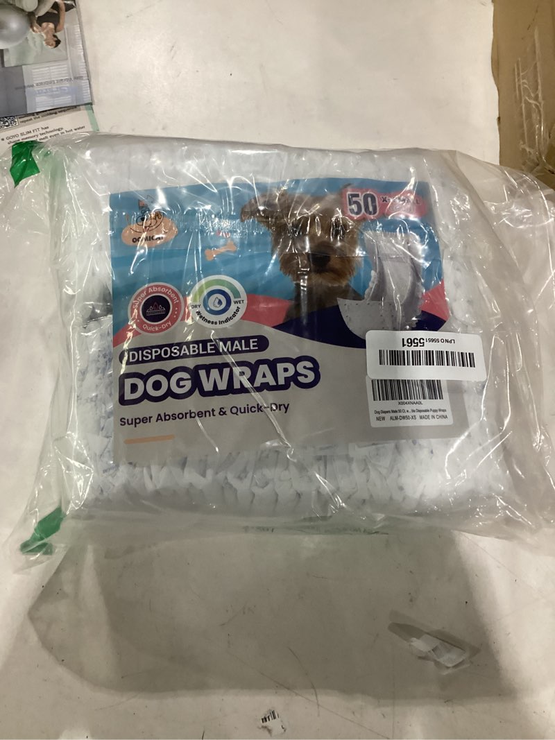 Condition photo showing Good Condition for dog diapers male, x-small 50 ct, super absorbent male dog wraps with wetness indicator, soft pearl weave non-woven fabric, breathable belly bands for male dogs, fit for chihuahua, yorkshire xsmall: 50 ct
