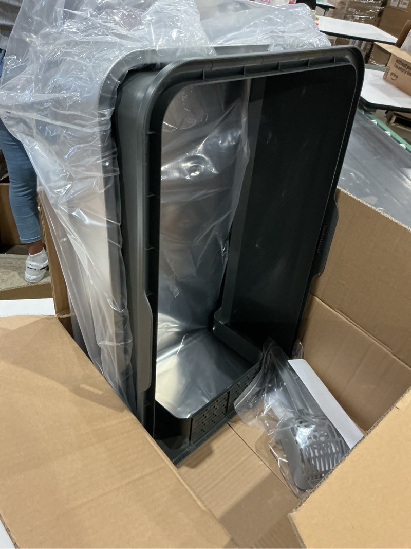 Condition photo showing Good Condition for enclosed stainless steel cat litter box with lid, xl extra large litter box for big cats, metal litter pan high sided, never absorbs odors, anti-urine leakage, easy cleaning, include scoop 5 - dark gray (pack of 1)