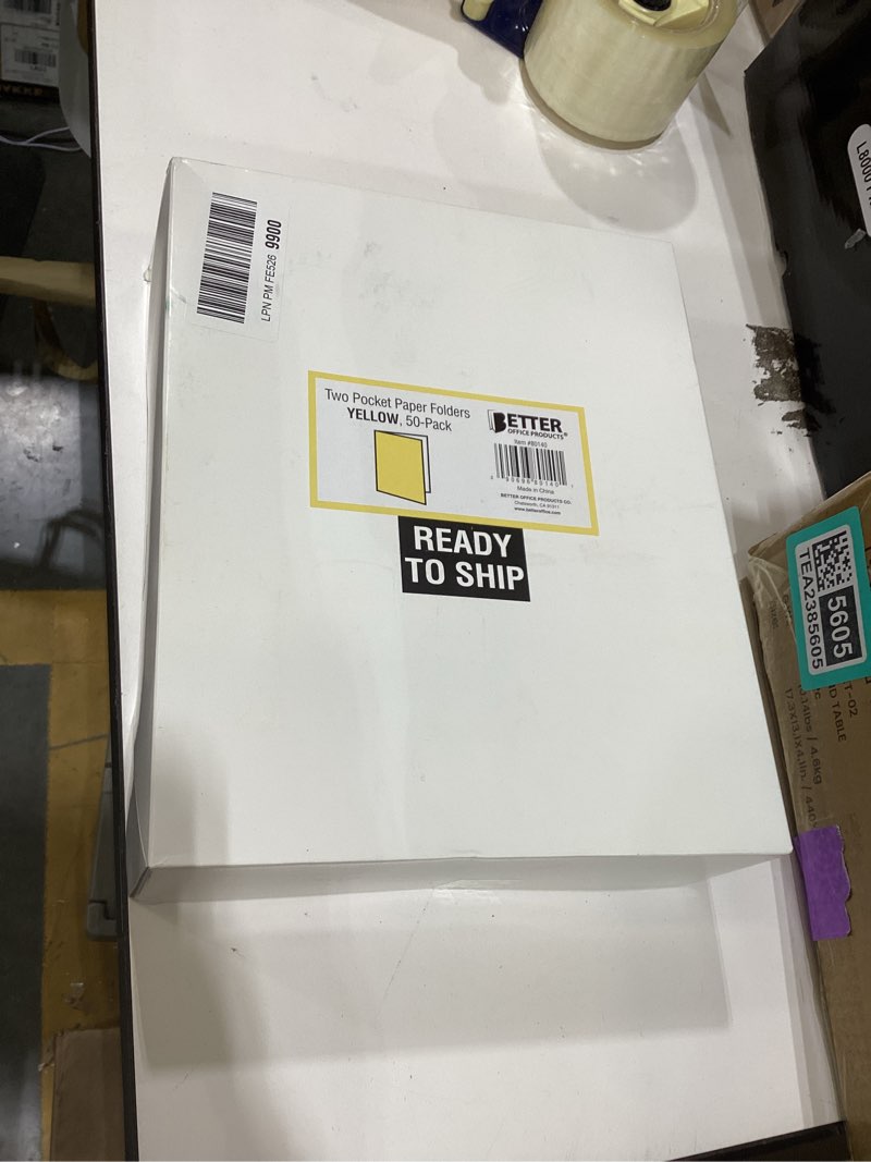 Condition photo showing New/Like New for Two Pocket Portfolio Folders, 50-Pack, Yellow, Letter Size Paper Folders, by Better Office Products, 50 Pieces, Yellow