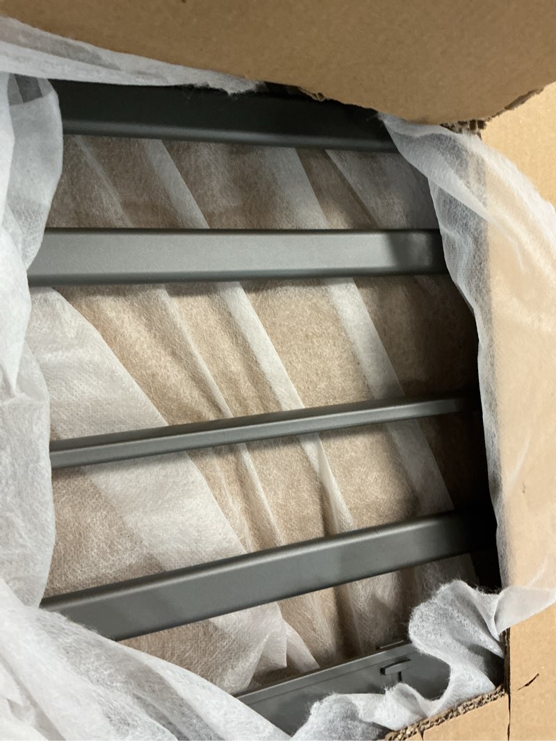 Condition photo showing As Is for (1 Pack) Yariwiz Grey Towel Rack Wall Mounted No Drill and Screw Mounting, Bathroom Bath Shower Length 24 inch Double Towel Rod with Shelf Hotel Towel Rack B0502-GREY Style#2-grey