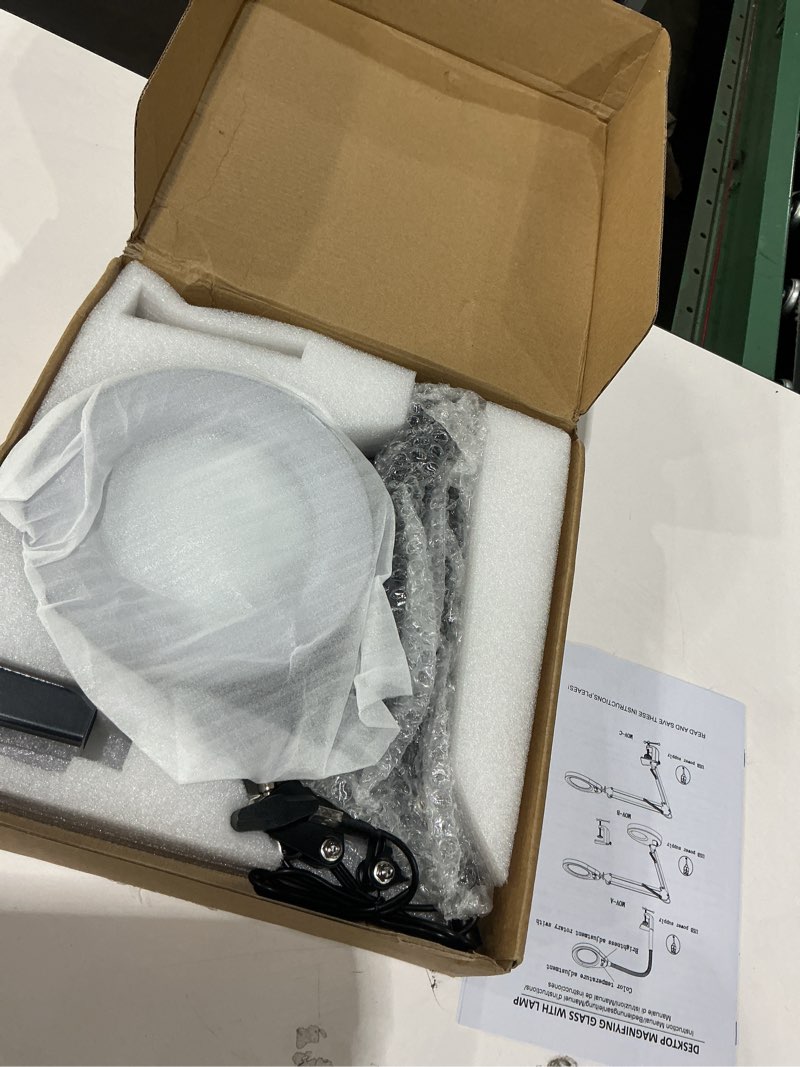 Condition photo showing Good Condition for 10x magnifying glass with light and stand, 5 color modes stepless dimmable led magnifier, hands free desk lamp with clamp for close work craft reading repair