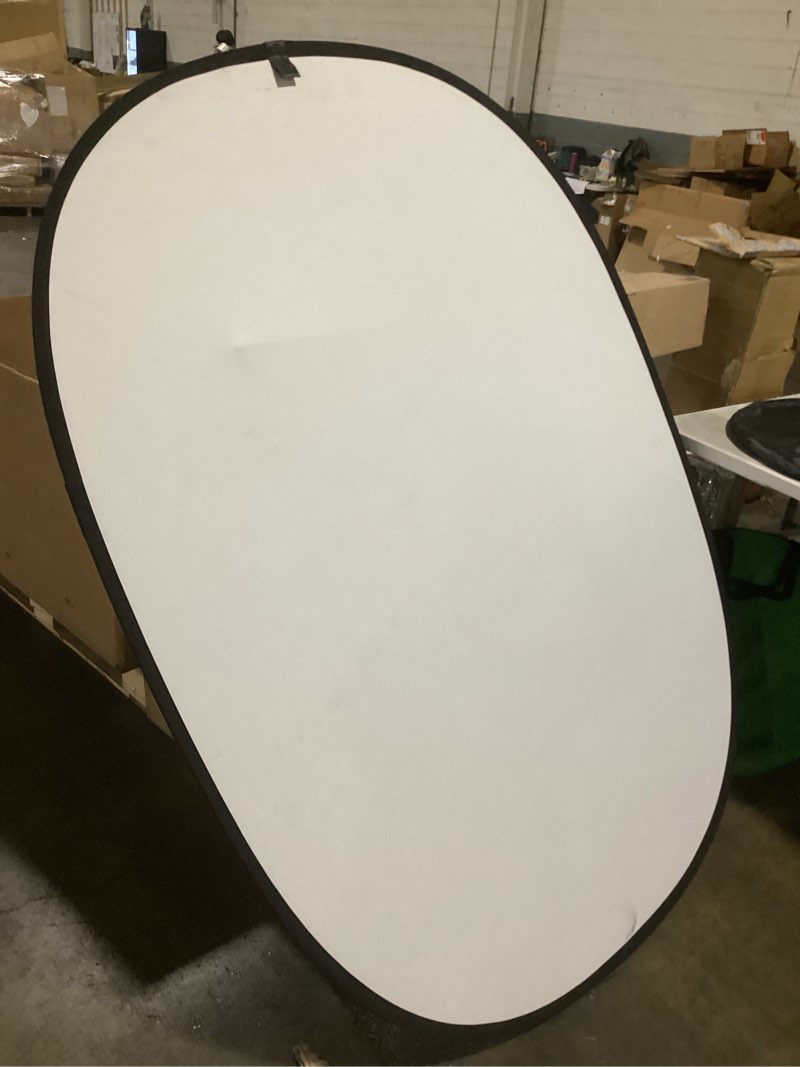 Condition photo showing As Is for 5x6.5ft black & white double-sided pop-up backdrop – portable collapsible photo reflector & video background for photography, headshots, live streaming, video calls, soccer