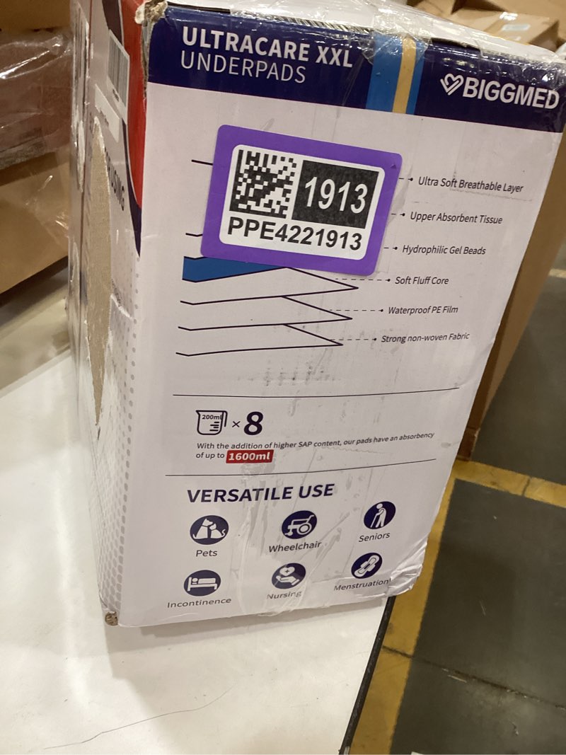 Condition photo showing Good Condition for biggmed tear-resistant disposable bed pads 30" x 36" 100 count absorbent underpads, chux thicker extra large incontinence bed pads, pee pads for adults, kids, elderly, pets 30"x36"-100count-tear-resistant