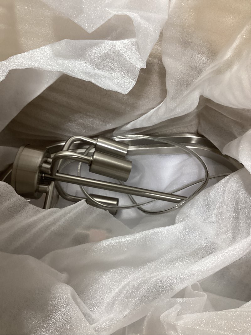 Condition photo showing Good Condition for xingqi 12.2" modern brushed nickel chandelier farmhouse 4-light for dining room small geometric adjustable rustic pendant lighting fixture for entryway living room kitchen foyer oval -brushed nickel