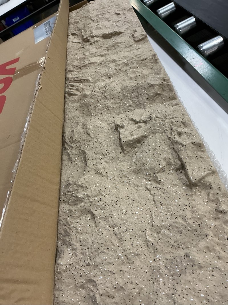 Condition photo showing New/Like New for kasaro 3d faux stone wall panels, 4 pcs pu wainscoting panel for interior wall decor, cement texture thicker accent for home, office, 43.3 × 23.6 inch, golden hemp