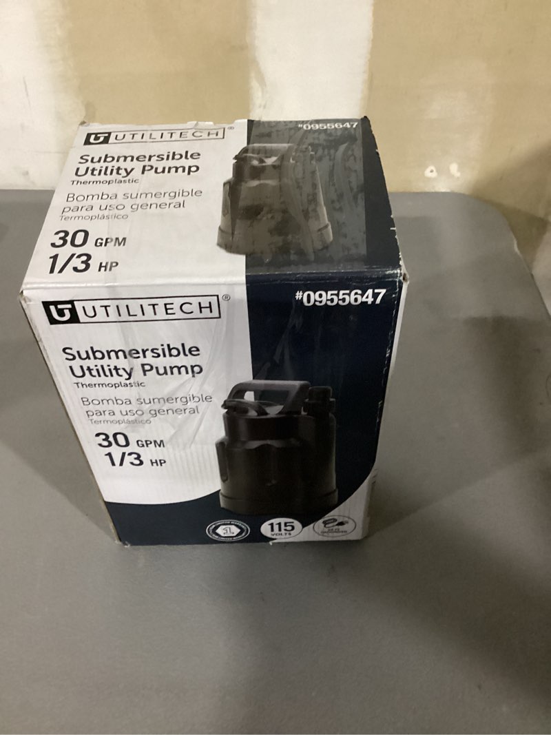 Condition photo showing As Is for utilitech thermoplastic submersible utility pump