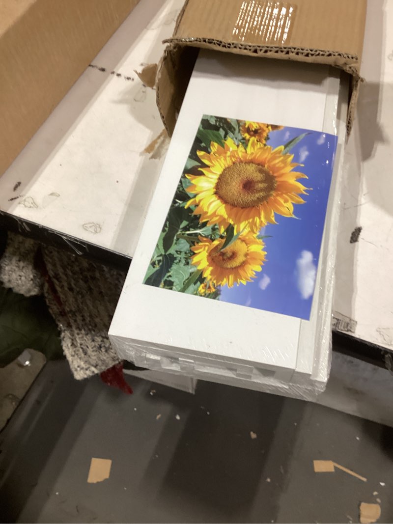 Condition photo showing New/Like New for Fun Memories Picture Ledge Shelf, White Floating Shelves Set of 4, 32 Inch Picture Shelves for Wall with Ledge, Large Nursery Book Shelf for Toys Storage, Living Room, Bedroom Decor Frames White 31.5'', Set of 4