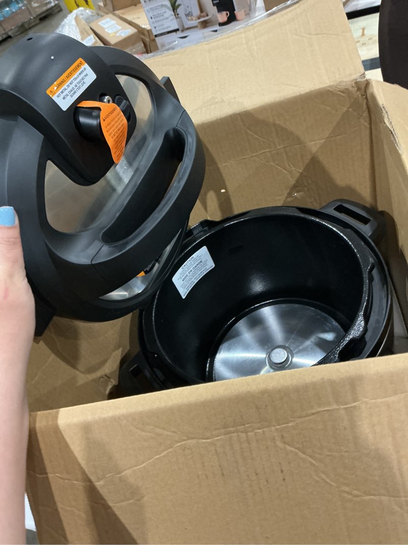 Condition photo showing As Is for incomplete)))))instant pot duo 7-in-1 electric pressure cooker, slow cooker, rice cooker, steamer, sauté, yogurt maker, warmer & sterilizer, includes app with over 800 recipes, stainless steel, 8 quart