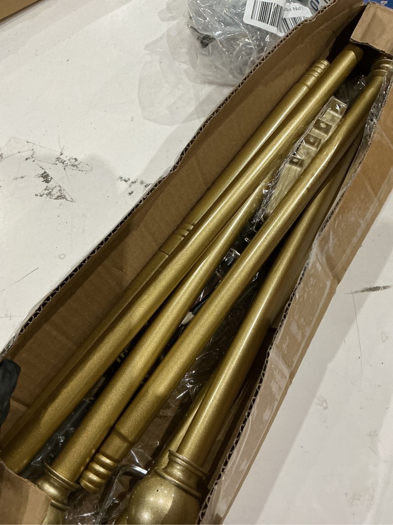 Condition photo showing As Is for gold curtain rods for windows 28 to 48 inch, 2 pack 5/8" diameter heavy duty metal stainless steel adjustable small drapery rod with bracket 28-48"(2 pack) gold